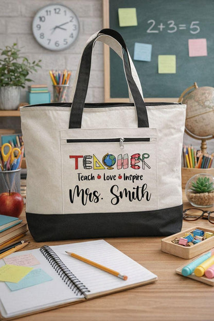 Custom Teacher Tote Bag - Personalized Teacher Gift