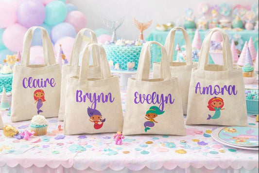 Custom Mermaid Party Favor Bags - Set of Six Bags