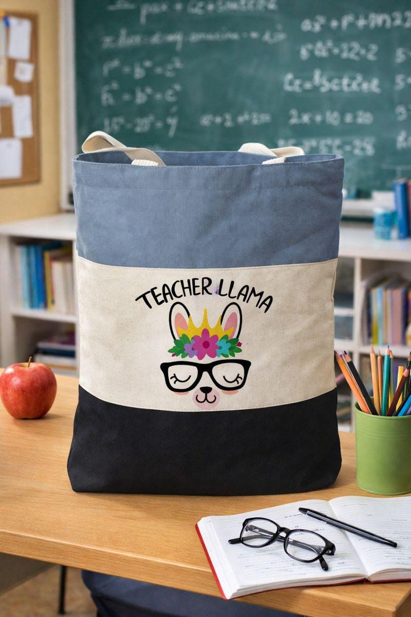 Teacher Llama Tote Bag