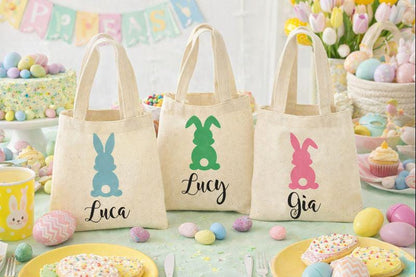 Set of 3 Personalized Easter Bunny Cotton Treat Bags