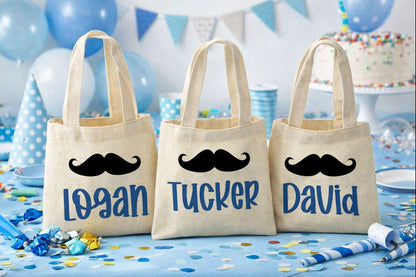 Mustache Cotton Party Favor Bags, Set of 3