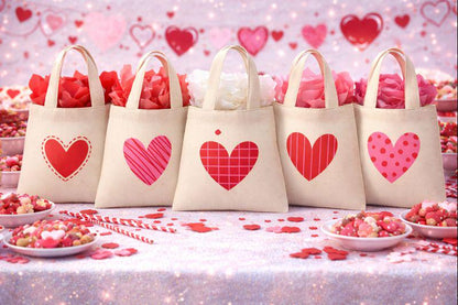 Valentine's Day Party Favor Bags - Set of Six Bags