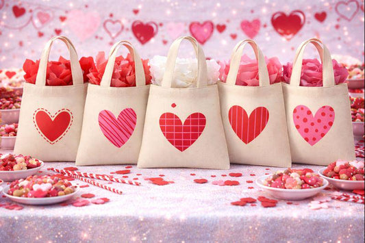 Valentine's Day Party Favor Bags - Set of Six Bags