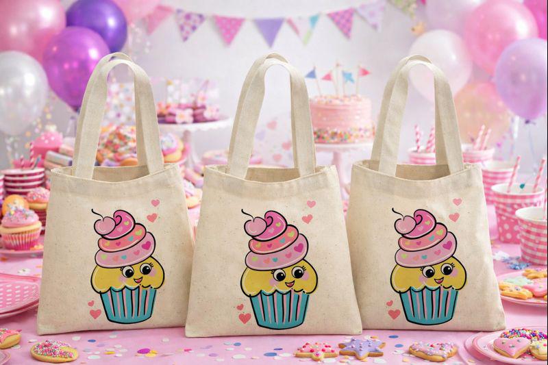Cupcake Party Favor Bags - Set of Three Bags