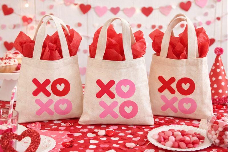 Valentine Party Favor Bags - Set of Three Bags