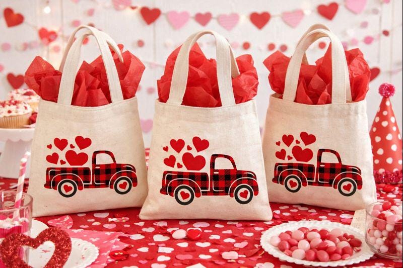 Valentine's Day Party Favor Bags - Set of Three Bags
