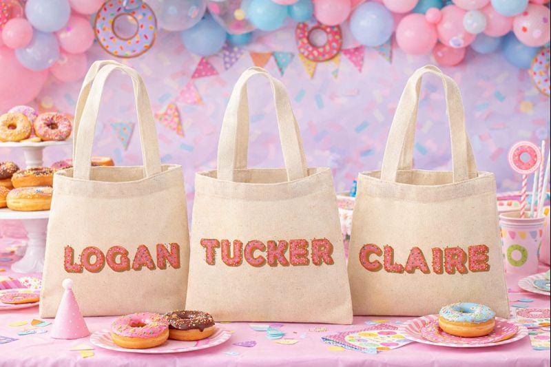 Personalized Donut Party Favor Bags - Set of Three Bags