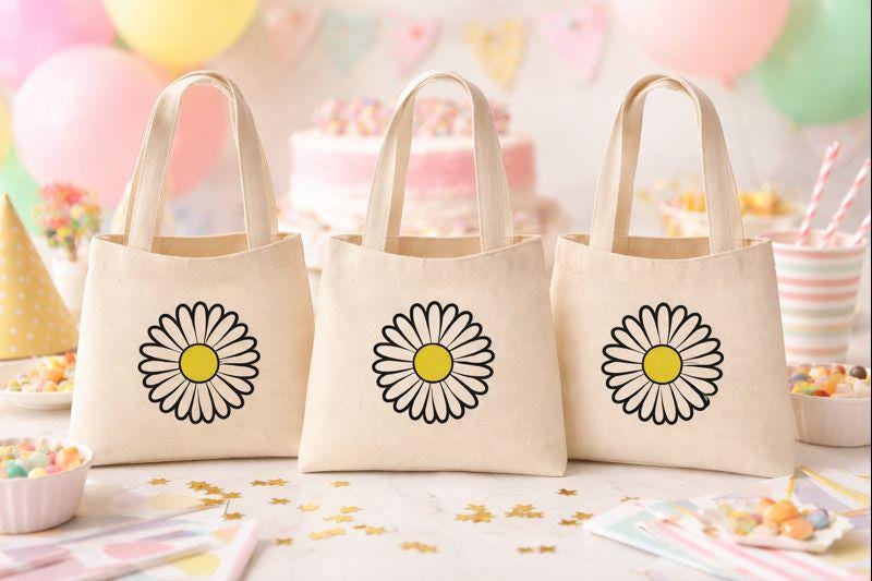Daisy Party Favor Bags - Set of Three Bags