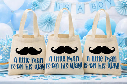 Little Man Mustache Baby Shower Favor Bags - It's A Boy Treat Bags