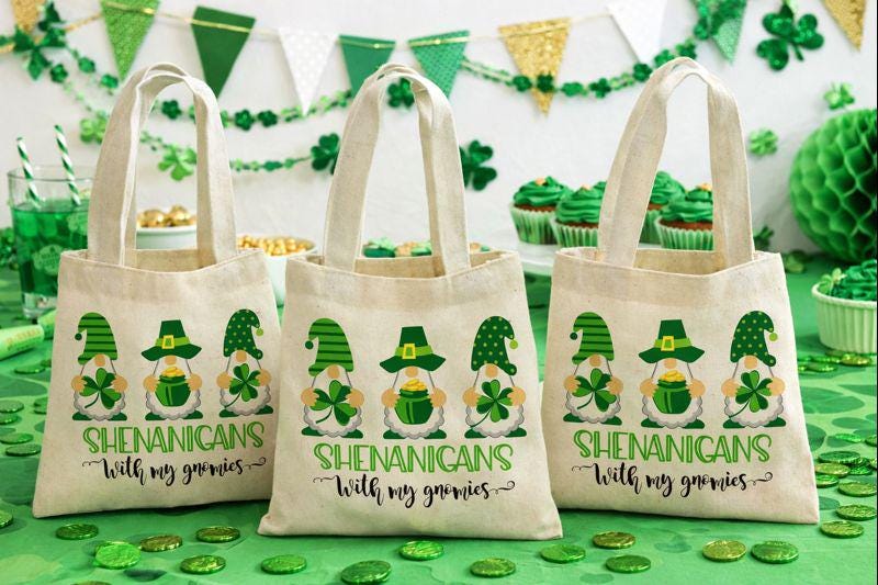 St. Patrick's Day Gnome Party Favor Bags - Set of Three Bags