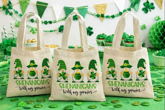St. Patrick's Day Gnome Party Favor Bags - Set of Three Bags