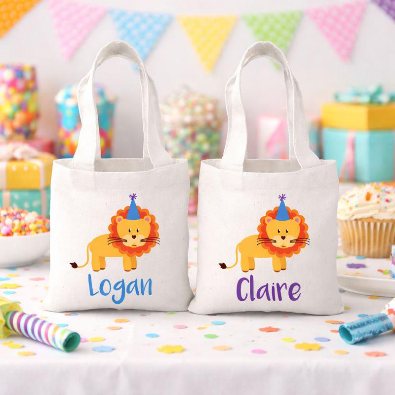Personalized Lion Party Favor Bags: Sold Individually