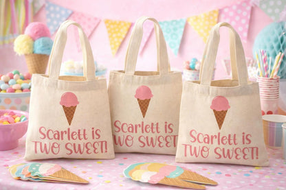 Two Sweet Ice Cream Party Favor Bags - Set of Three Bags