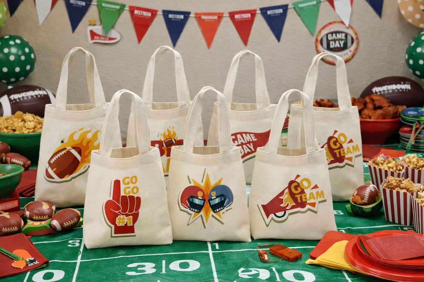 Football Party Favor Bags - Set of Six Bags