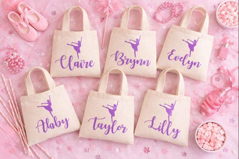 Personalized Ballerina Party Favor Bags - Set of Six Bags
