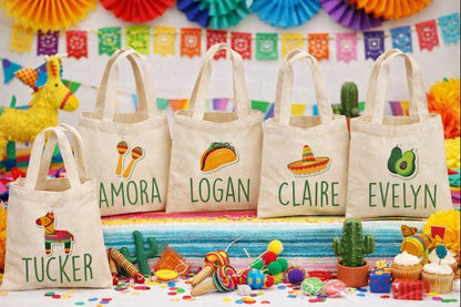 Personalized Fiesta Party Favor Bags - Set of Six Bags