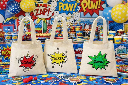 Comic Book Super Hero Party Favor Bags - Set of Three Bags