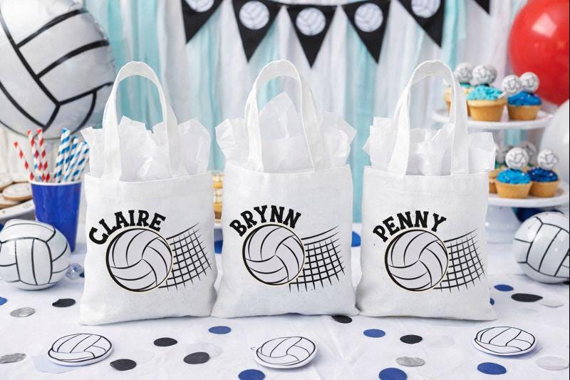 Personalized Volleyball Party Favor Bags - Set of Three Bags