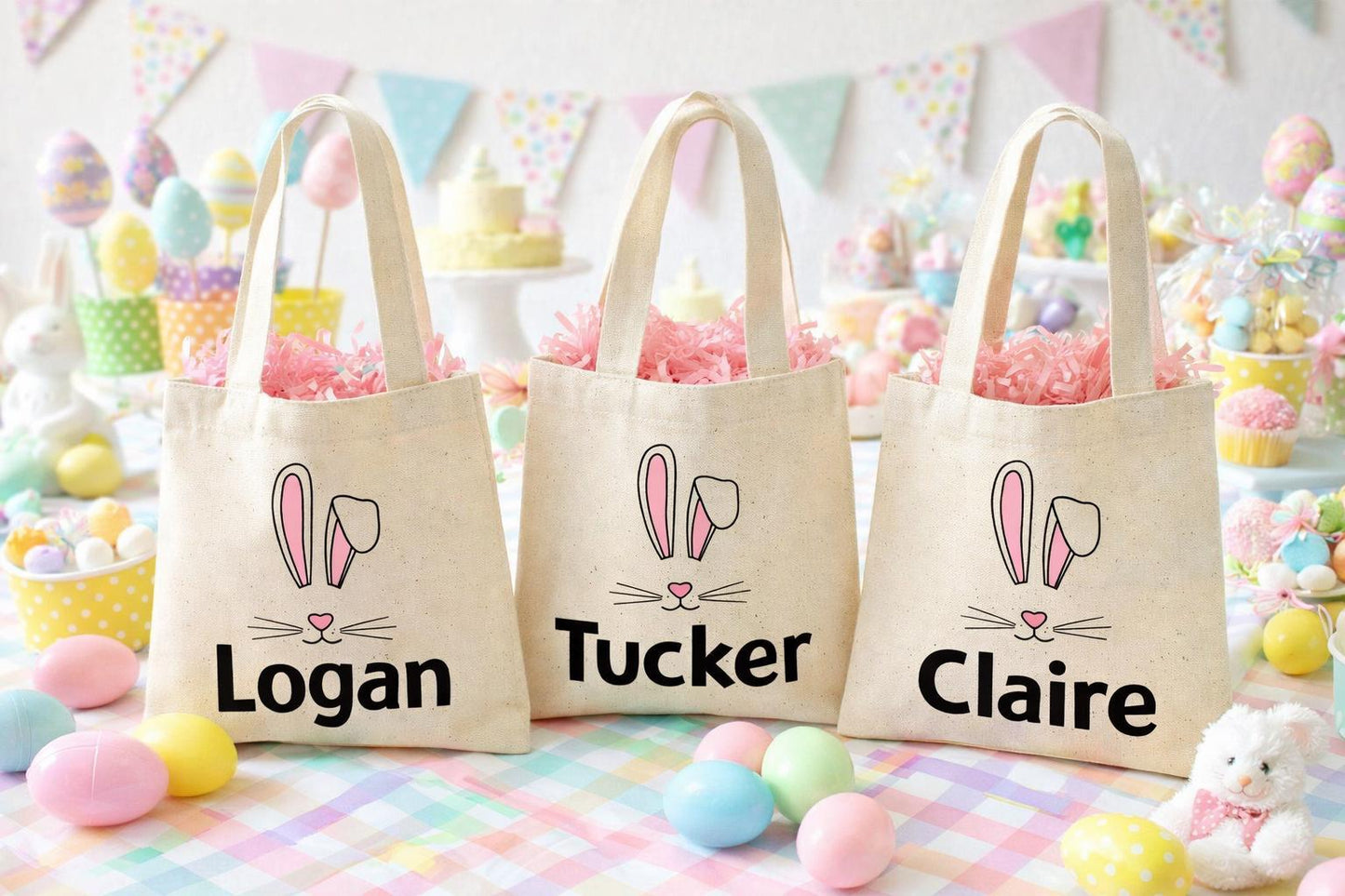 Personalized Easter Party Favor Bags - Set of Three Bags
