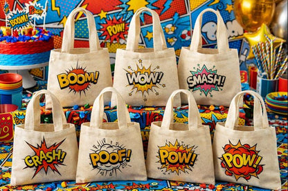 Comic Book Party Favor Bags - Set of Six Bags