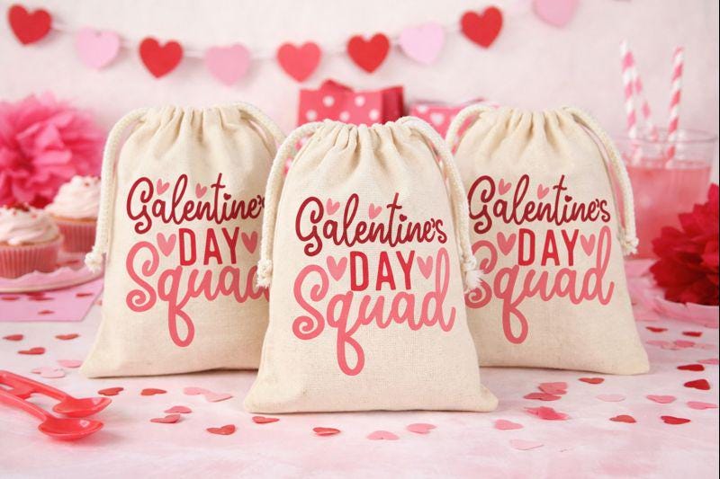 Galentine's Day Party Treat Bags - Drawstring