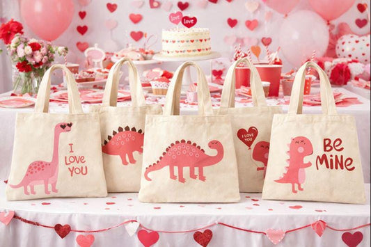 Valentine Dinosaur Treat Bags - Set of Six Bags