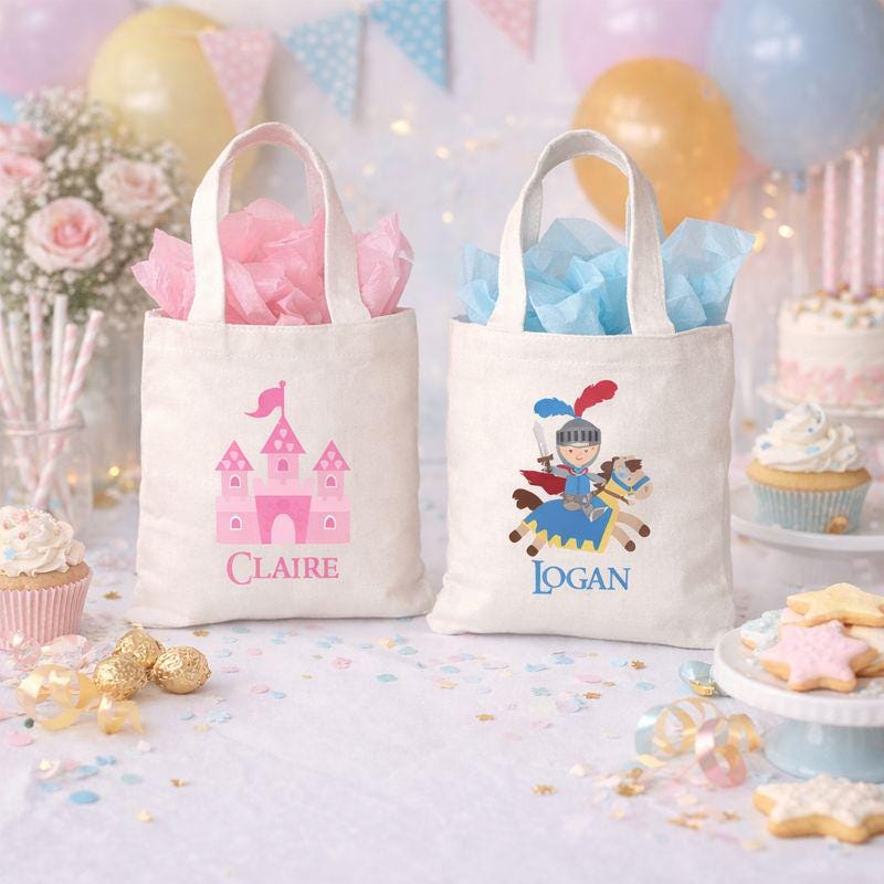 Princess and Knight Cotton Party Favor Bags