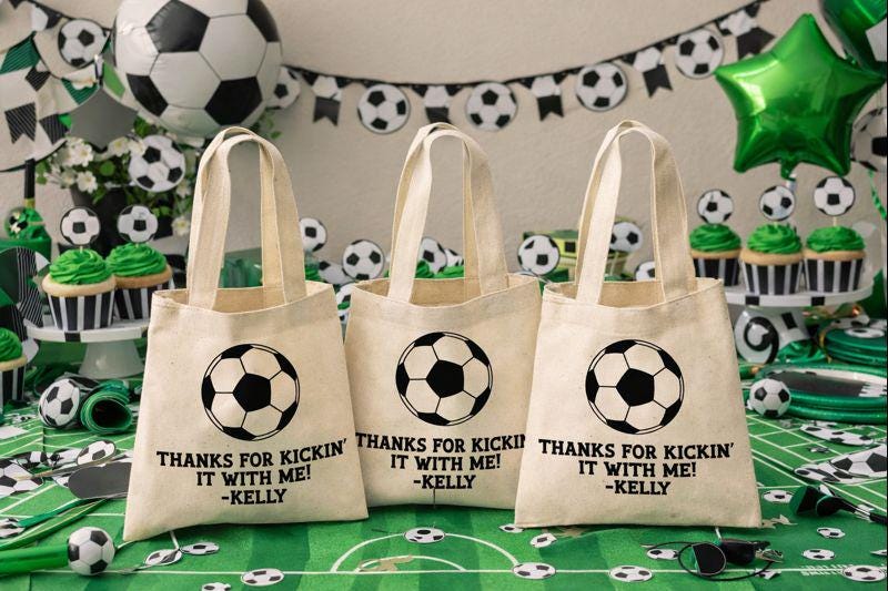 Custom Soccer Party Favor Bags - Set of Three Bags