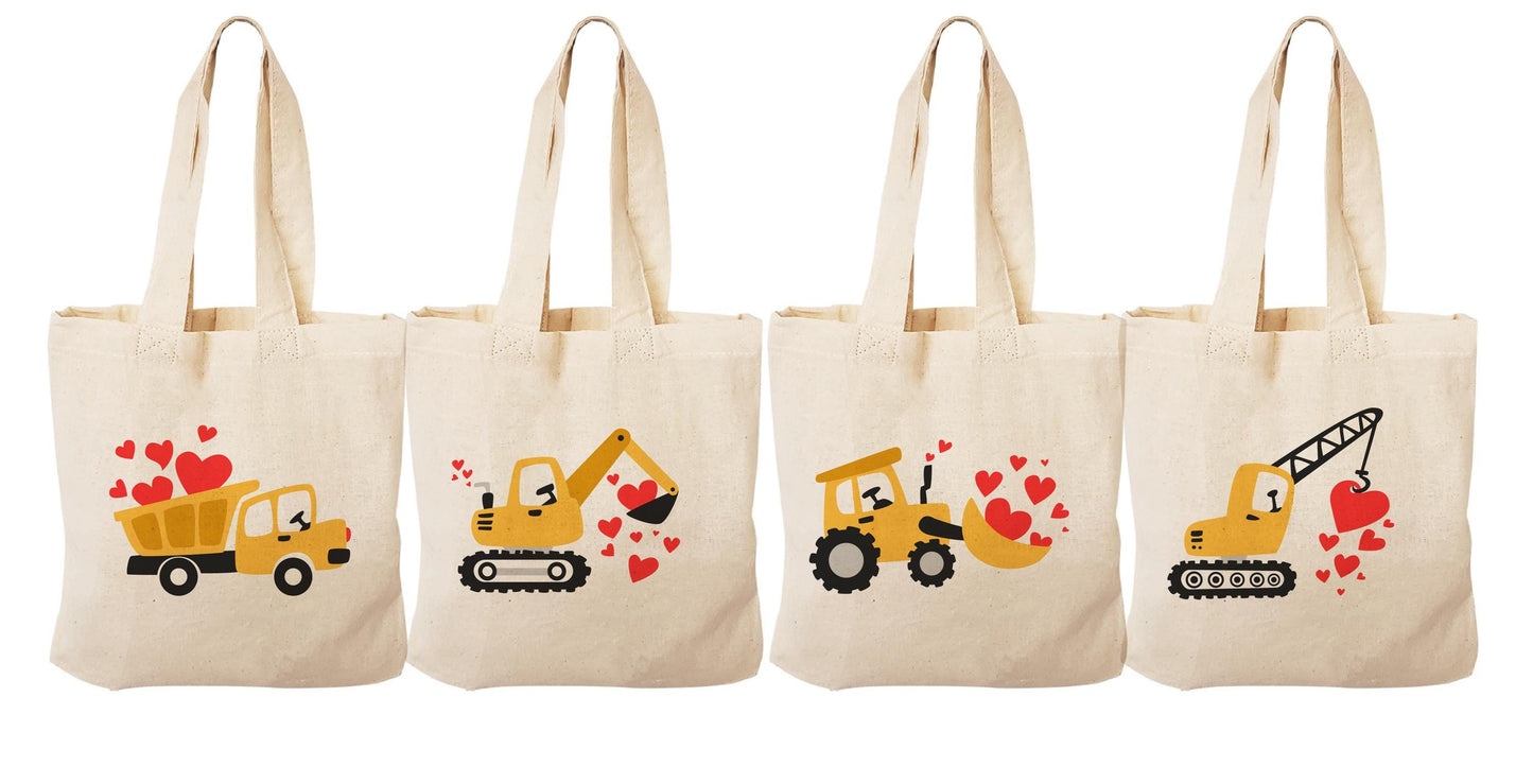 Construction Valentine Treat Bags - Set of Four Bags