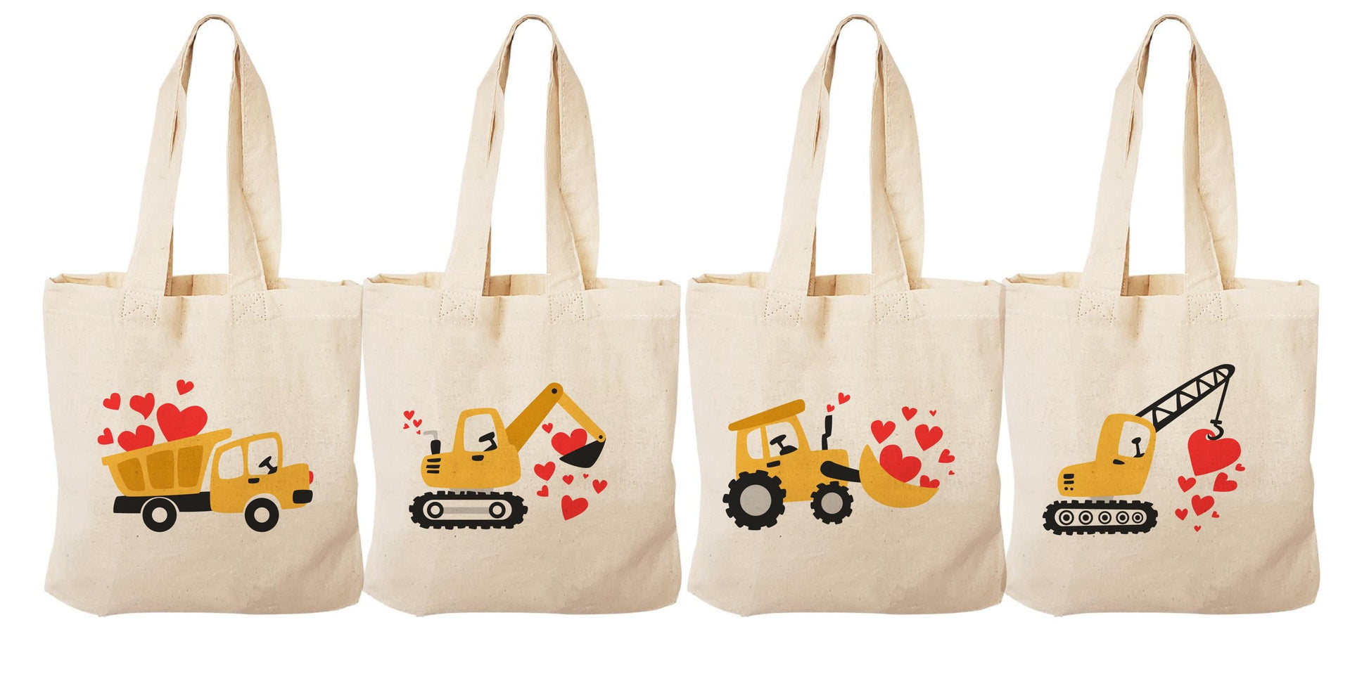Construction Valentine Treat Bags - Set of Four Bags