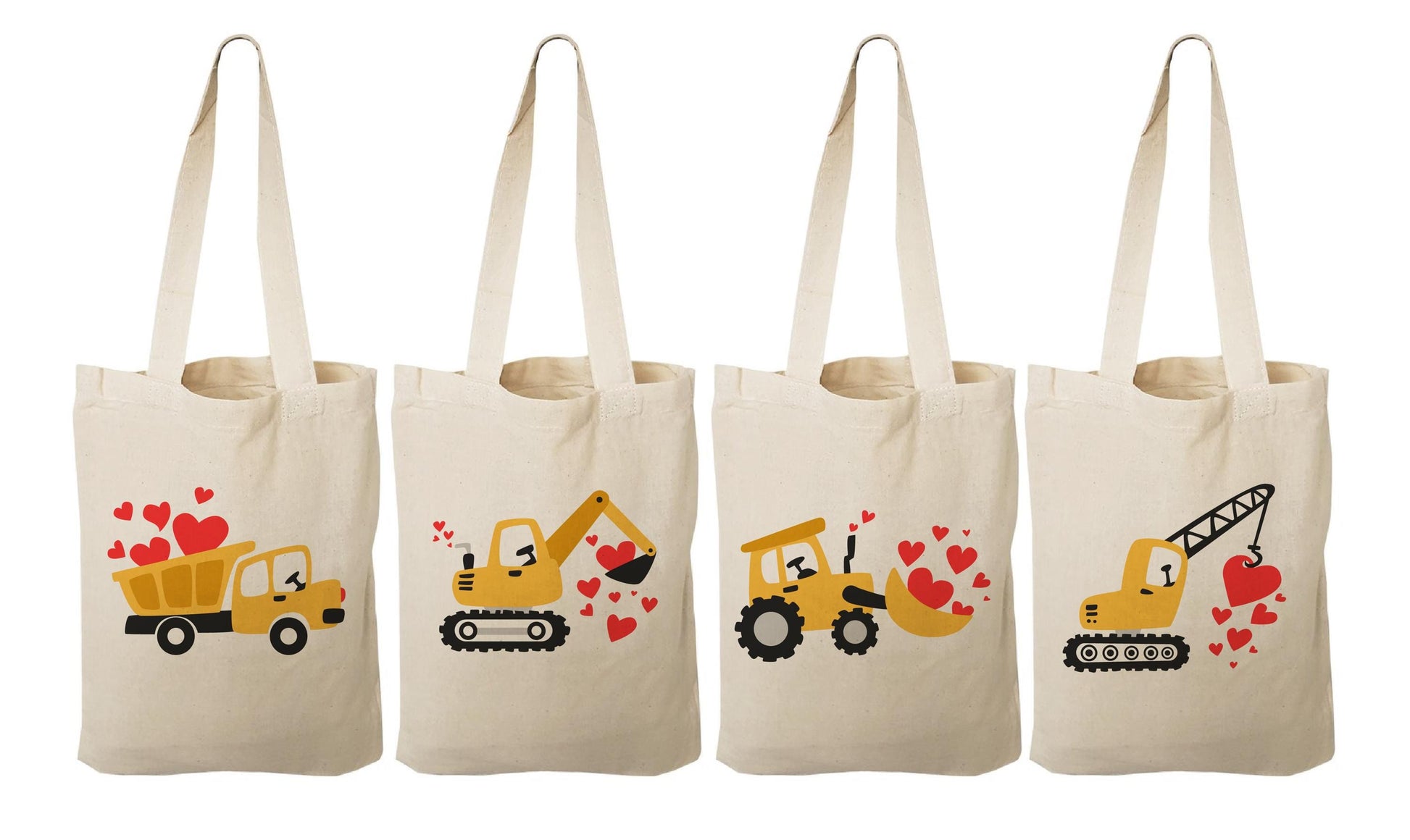Construction Valentine Treat Bags - Set of Four Bags