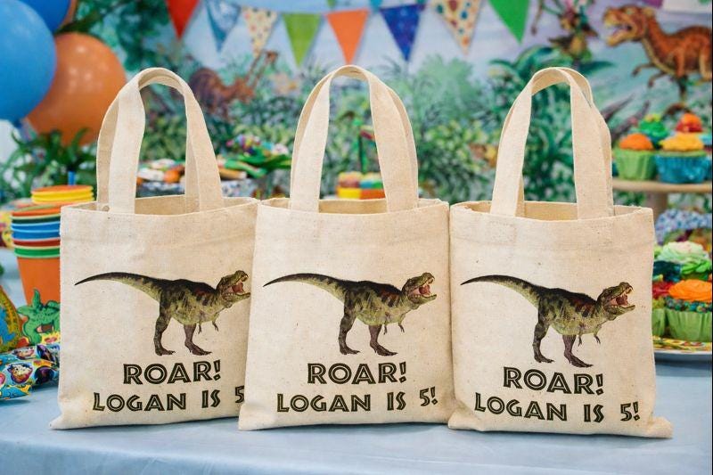 Dinosaur Treat Bags, T-Rex Party Favor, Set of 6