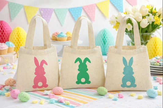 Set of 3 Easter Bunny Cotton Treat Bags, Party Favor Bags