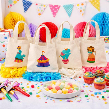 Circus Party Favor Bags: Cotton Carnival Treat Bags, Set of 6