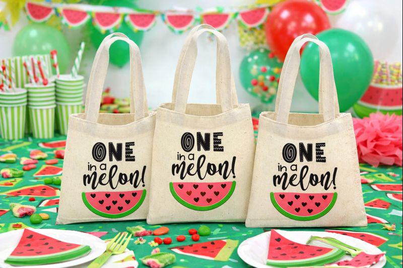Watermelon First Birthday Party Favor Bags – Set of 3 Cotton Totes