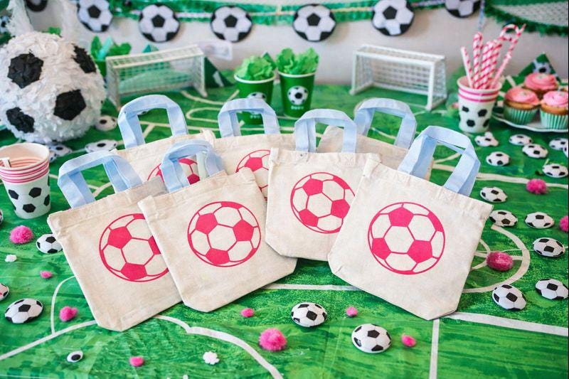 Pink Soccer Ball Party Favor Bags, Set of 6