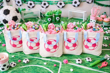 Pink Soccer Ball Party Favor Bags, Set of 6