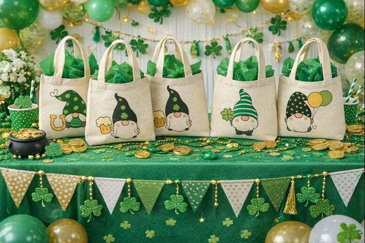 6 St. Patrick's Day Gnome Cotton Favor Bags