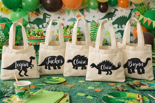 Personalized Dinosaur Party Favor Bags - Set of Six Bags