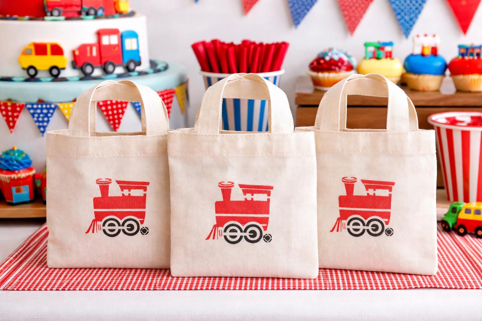 Train Party Favor Bags - Set of Three Bags