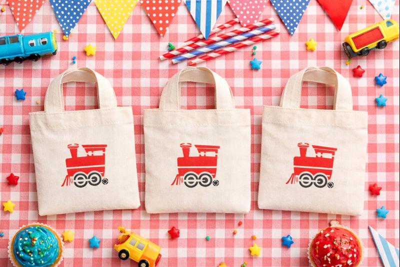 Train Party Favor Bags - Set of Three Bags