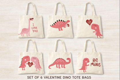 Valentine Dinosaur Treat Bags - Set of Six Bags