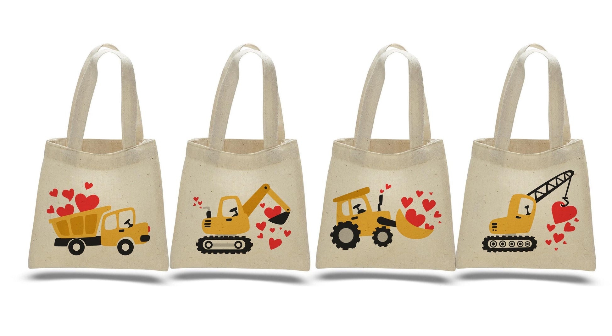 Construction Valentine Treat Bags - Set of Four Bags