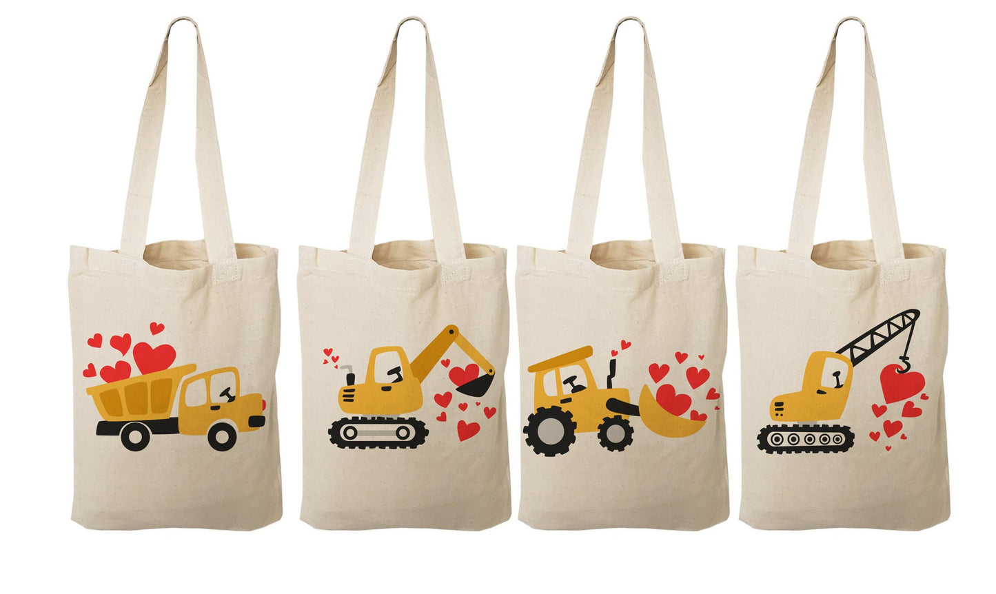 Construction Valentine Treat Bags - Set of Four Bags