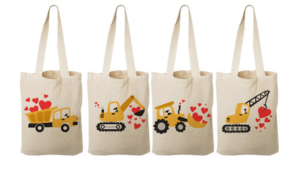 Construction Valentine Treat Bags - Set of Four Bags