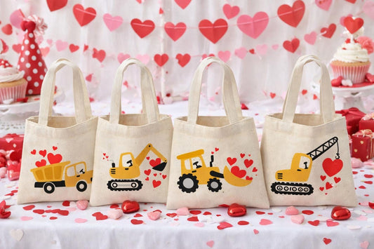 Construction Valentine Treat Bags - Set of Four Bags