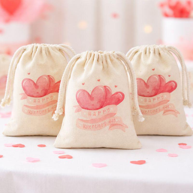 Valentine's Day Party Treat Bags - Drawstring