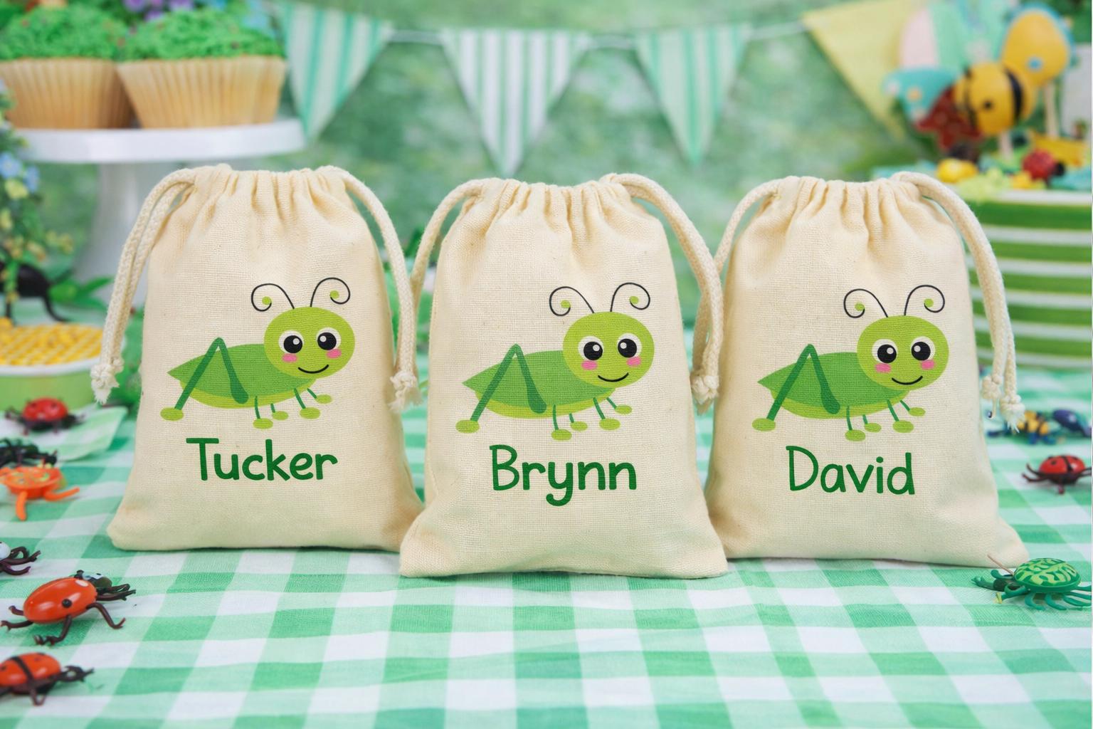 Personalized Bug Party Favor Bags