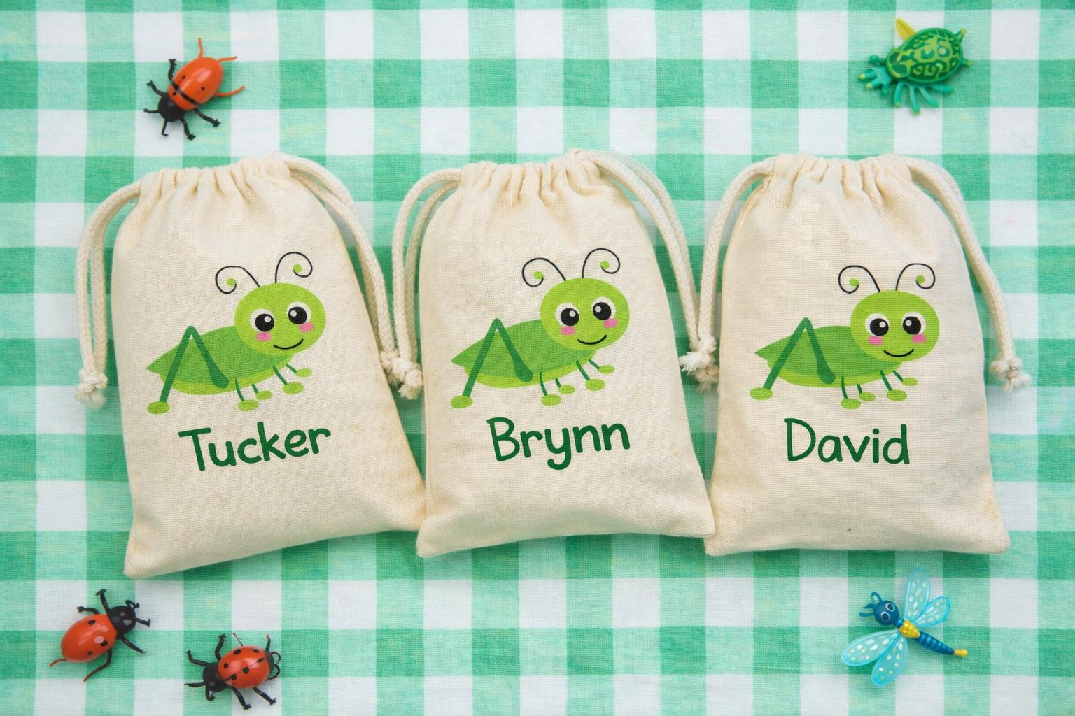 Personalized Bug Party Favor Bags