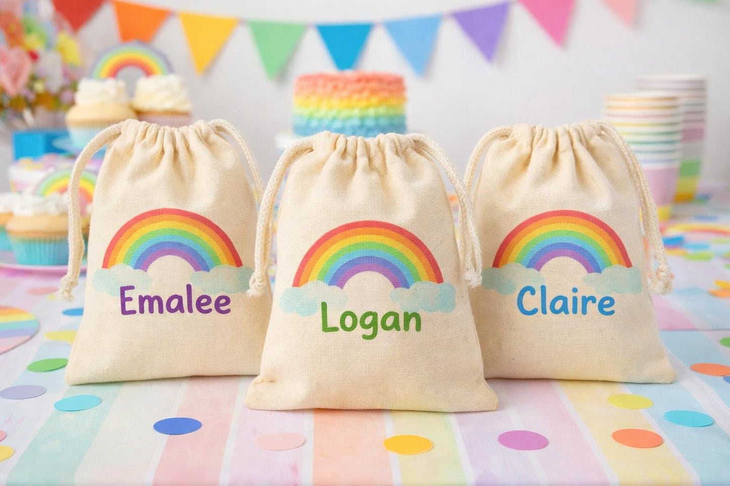 Personalized Rainbow Party Favor Bags